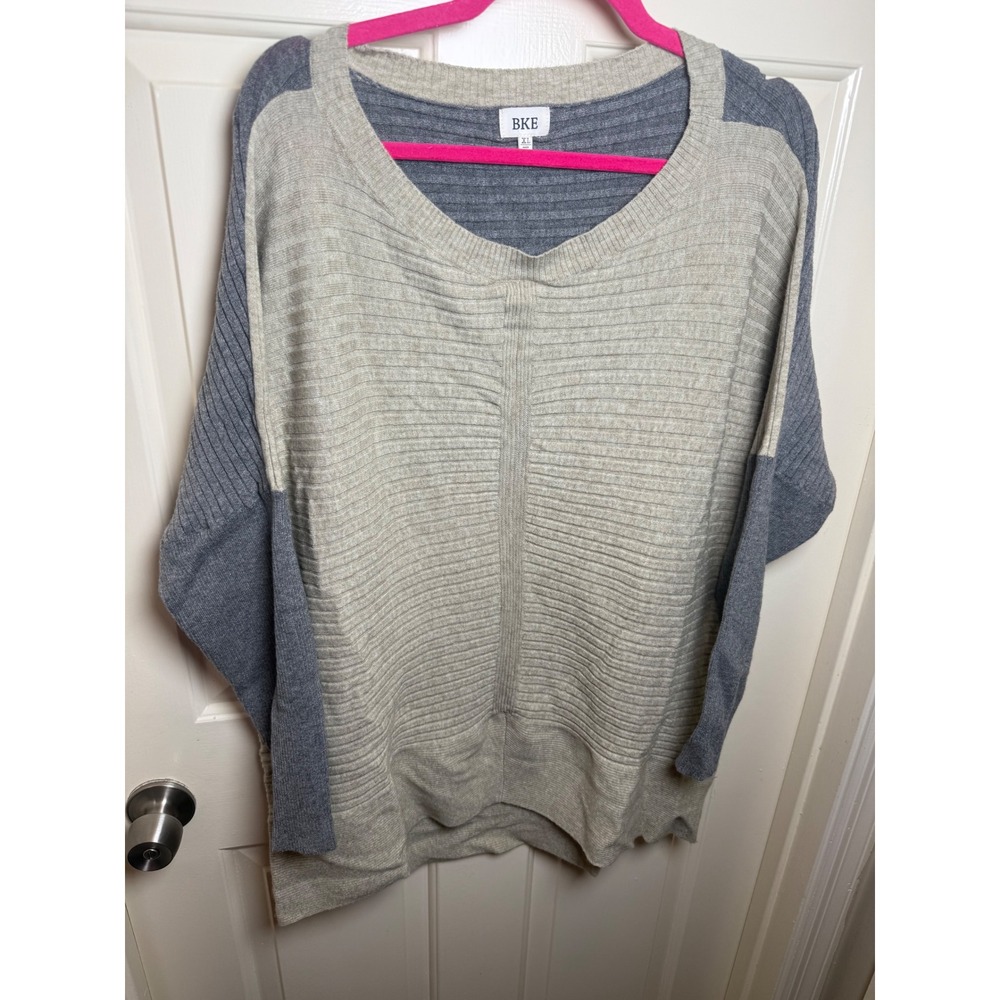 BKE Women's XL Colorblock Ribbed Knit Dolman Sweater